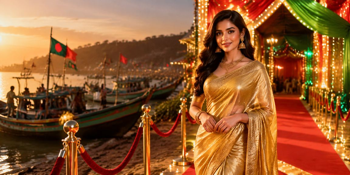 কক্সবাজারে 1650 লটারি ভিআইপি পেজে শাড়ি পরা নারী মোবাইলে পুরস্কার দেখছেন